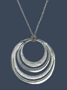 Sterling Silver by Matrix Layered Circle Pendant & Chain Necklace